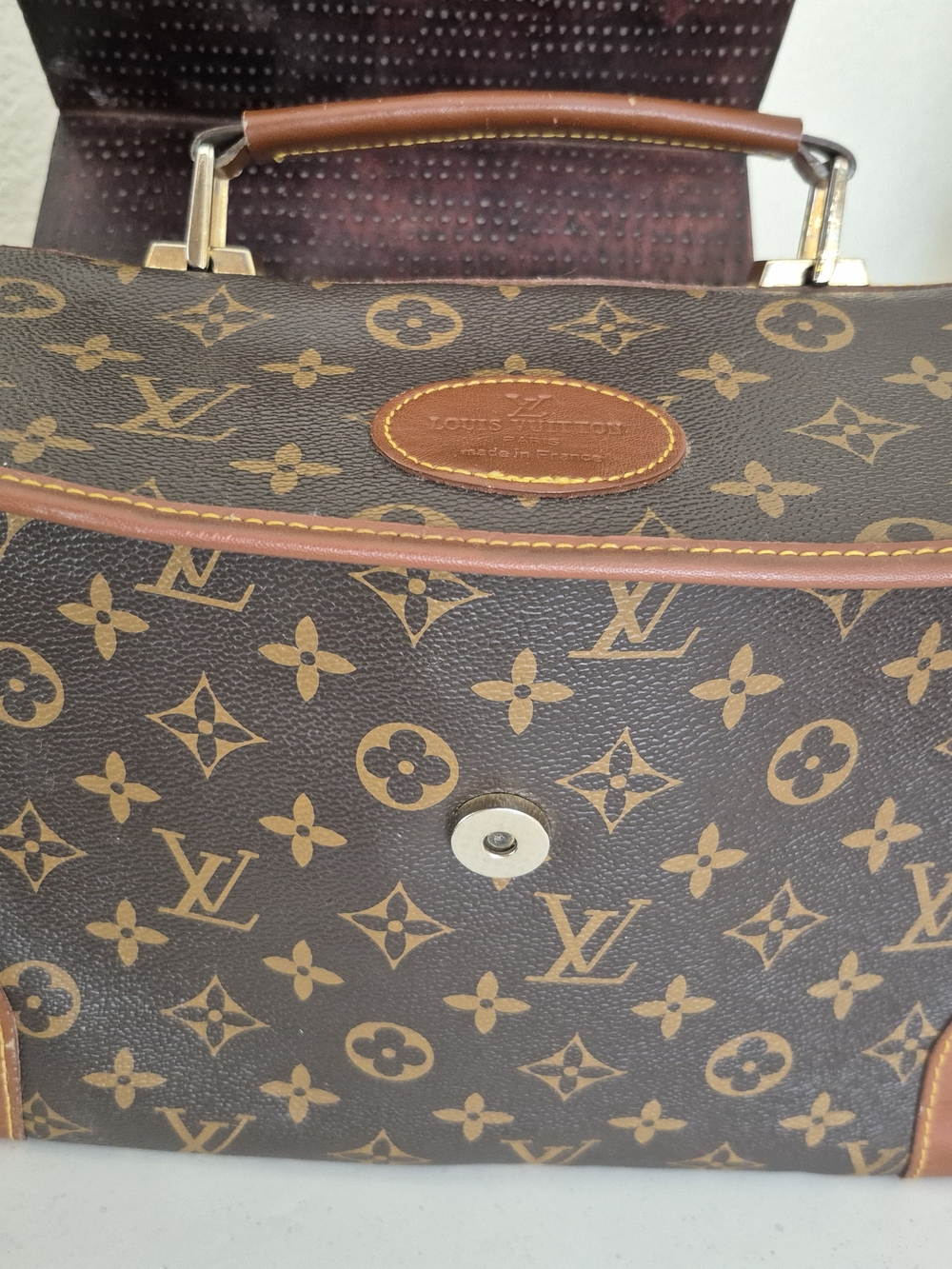 Very Vintage Louis Vuitton Brown Monogram Canvas Satchel Made In France - Picture 3 of 16